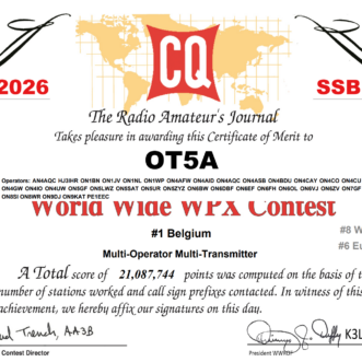 CQ WPX SSB 2026 at OT5A: the results are in!